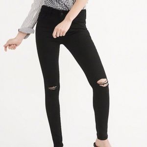 Abercrombie & Fitch Black High Rise Ripped Jeans